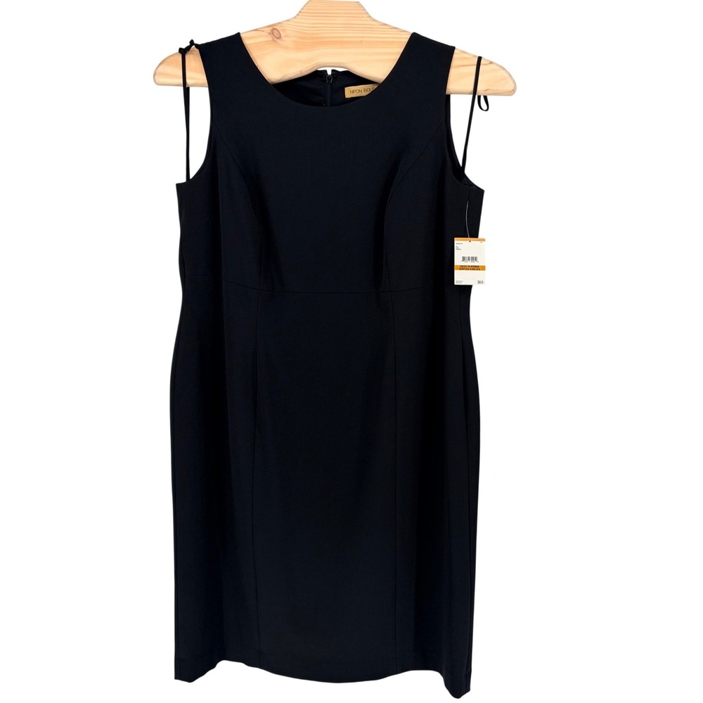 Nipon Boutique Sheath Dress 16W Black Sleeveless Round Neck Lined Plus Size NWT